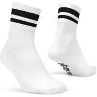 Gripgrab - Original Stripes Crew Zomer Fietssokken Gestreepte Retro Wielersport Sokken Coolmax - Unisex - Wit - Maat M (41-44)