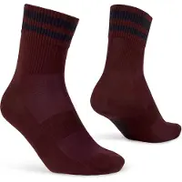 Gripgrab - Original Stripes Crew Zomer Fietssokken Gestreepte Retro Wielersport Sokken Coolmax - Unisex - Donker Rood - Maat M (41-44)
