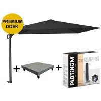Platinum Challenger T1 premium zweefparasol 300x300 cm faded black met parasolvoet 90kg en hoes