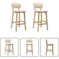 The Living Store Barstoelenset - Crème - Stof - Beukenhout - 45x47x92 cm - Massief - Voetensteun