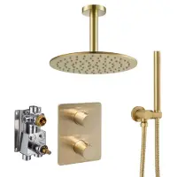 Ben Lavion 250 inbouw regendoucheset met plafondaansluiting Ø25cm geborsteld messing pvd
