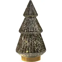 Coen Bakker Kerstboompje glas 10led op batterij met timer 28.5x15 cm metallic antraciet Anna's Collection