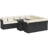 vidaXL 11-delige Loungeset met kussens poly rattan zwart