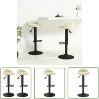 The Living Store Barkruk Velvet Crème - 36x38x(72-94) cm - Gasveermechanisme - 360 graden draaibaar