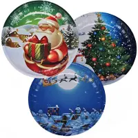 Merkloos 3x stuks kunststof kerst kinderbordjes/borden met kerst print 26 cm - Bordjes