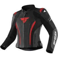 SHIMA Miura 2.0 Dames Zwart Rood Leren Motorjas Maat 36
