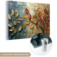 MuchoWow Glasschilderij 90x60 cm - Schilderij acrylglas - Boom - Abstract - Natuur - Kunst - Foto op glas - Muurdecoratie woonkamer - Wanddecoratie slaapkamer - Schilderijen