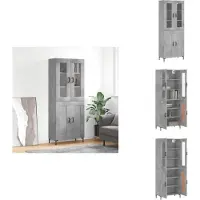vidaXL Hoge Kast - Hoge Kasten - Dressoir - Buffetkast - Hoge kast 69-5x34x180 cm bewerkt hout betongrijs