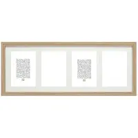 Deknudt Frames Multifotolijst hout naturel houtkleur met passe-partout voor 4 foto’s - 13 x 18 cm