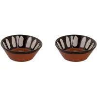 Colori del Sud Schaal Mezquita 15 cm 45 cl Bruin Zwart Wit Aardewerk 2 stuks