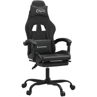 vidaXL Gaming stoel met voetsteun, zwart, kunstleer