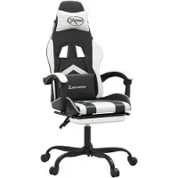 vidaXL Gaming stoel met voetsteun, draaibaar, zwart en wit, kunstleer
