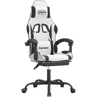 vidaXL Gamestoel met voetensteun kunstleer wit en zwart