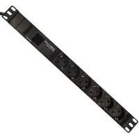 Alfaco Stekkerdoos | 19 inch | 1U (2 meter, 6-voudig, Display)
