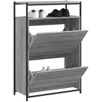 vidaXL Schoenenkast 75x34x112 cm bewerkt hout grijs sonoma eikenkleur