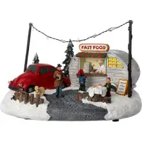 Intratuin Kerstdorpminiatuur Fast Food Trailer (eetkraam) 21,3 X 16,1 X 26,3 Cm