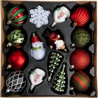 Intratuin Kerst Ornament Mix Mesick Rood / Wit / Groen D 6 - 11 Cm 25-delig