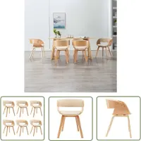The Living Store : Eetkamerstoelen, 6 stuks, crème kleur, beuken en kunstleer