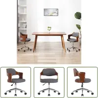 The Living Store : Draaibare bureaustoel, grijs, beukenhout en stof