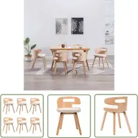 The Living Store : Eetkamerstoelen, 6 stuks, crème kleur, beuken en kunstleer