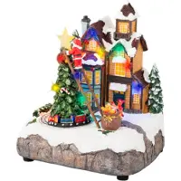 Kaemingk Kerstscene Kerstboom LED 16x19x22cm Multi multi Polyresin Kerstdorp