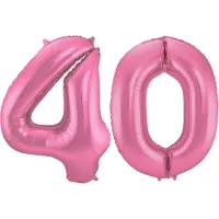 Folat Leeftijd feestartikelen/versiering grote folie ballonnen 40 jaar glimmend roze 86 cm - Ballonnen