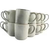 OTIX Koffiekopjes - Met Oor - Set van 12 - Koffietassen - Groot Theemok - 420ML - Aardewerk - BEECH