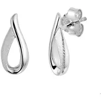 Trendjuwelier huiscollectie Oorknoppen Gescratcht Zilver Gerhodineerd Mat Glanzend 14.5 mm x 6.5 mm