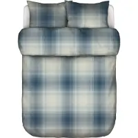 Marc O'Polo Dekbedovertrek Phia Stormy Blue Flanel-240 x 200 / 220 cm | Lits-Jumeaux