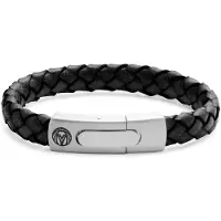 Lucleon Effen Zwarte Lederen Bolo Armband