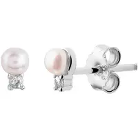 TFT Oorknoppen Parel En Zirkonia Zilver Gerhodineerd Glanzend 4.7 mm x 3 mm