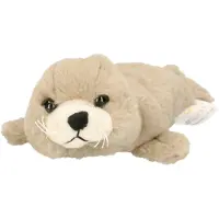 Imware Inware Pluche zeehond pup knuffel - liggend - beige - polyester - 20 cm - Knuffel zeedieren