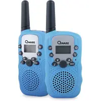 Qware Walkie-talkie set – bereik van 3 km, 10 kanalen en zaklamp, blauw