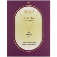 Lucardi Dames Stalen goldplated ketting met geboortesteen hanger November - Ketting - Staal - Goudkleurig - 43 cm