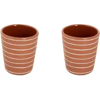 Colori del Sud Beker Mezquita 20 cl Wit Roze Bruin Aardewerk 2 stuks