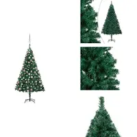 vidaXL Kunstkerstboom met verlichting en ballen, groen, 180 cm - Kerstbomen