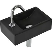Plieger Houston & Lupo 2.0 fonteinpack m. fontein m. kraangat links, bak rechts 37x23cm incl. toiletkraan chroom, design afv.plug + sifon zwart/chroom 1204005