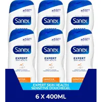 Sanex Expert Skin Health Sensitive Douchegel - 6 x 400ml - Voor Gevoelige Huid - Voordeelverpakking