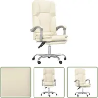 The Living Store De Living Store bureaustoel met massagefunctie, kleur crème, bekleed met kunstleer