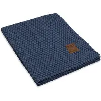 Knit Factory Juul Plaid - Jeans/Indigo - 160x130 cm