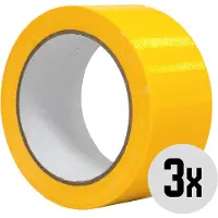 DULA Duct tape - Geel - 50 mm x 25m - 3 Rollen Ducktape - Reparatie tape