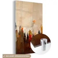 MuchoWow Glasschilderij 120x180 cm - Schilderij acrylglas - Natuur - Bomen - Kunst - Bruin - Beige - Foto op glas - Muurdecoratie woonkamer - Wanddecoratie slaapkamer - Schilderijen