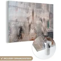 MuchoWow Glasschilderij 30x20 cm - Schilderij acrylglas - New York - Stad - Skyline - Gebouwen - Kunst - Foto op glas - Muurdecoratie woonkamer - Wanddecoratie slaapkamer - Schilderijen