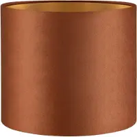 Home Sweet Home Fluweel - Velvet Lampenkap - Cilinder - Bruin + goud - Luxe stijl - ø20 x 17 cm - E27 fitting - voor tafellampen en Pendellamp - voor woonkamer en eetkamer