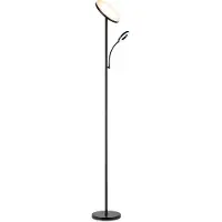 Home Sweet Home - Moderne Vloerlamp - 25/25/175 cm - Zwart - Metalen Staande Lamp - Met leeslamp - Geïntegreerde LED 7W 3636Lm - Dimbaar - Voor Kantoor en Slaapkamer