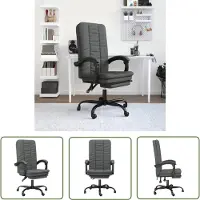 The Living Store De Living Store bureaustoel met ligfunctie, donkergrijs, met stoffen bekleding