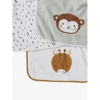 Vertbaudet Set van 3 slabbetjes met dieren om aan te trekken ecru