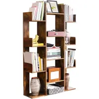 Mazazu MIRA Home - Boekenrek - Boekenkast - Vakkenkast - Wandrek - Industrieel - Bruin - 86x25x140