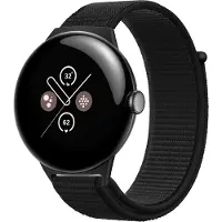 Strap-it Nylon smartwatch bandje met klittenbandsluiting geschikt voor Google Pixel Watch 5 (45 mm) / 4 (45 mm) / 3 (45 mm) - Zwart