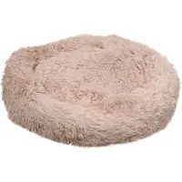 Flamingo Hondenmand – Donut Hondenmand – Kattenmand – Ronde Pluche Mand met Antislip – Mand Krems Beige – Ø70 cm